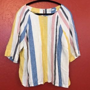 Boden Linen Striped Top